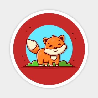Cute Fox Cartoon Vector Icon Illustration Magnet